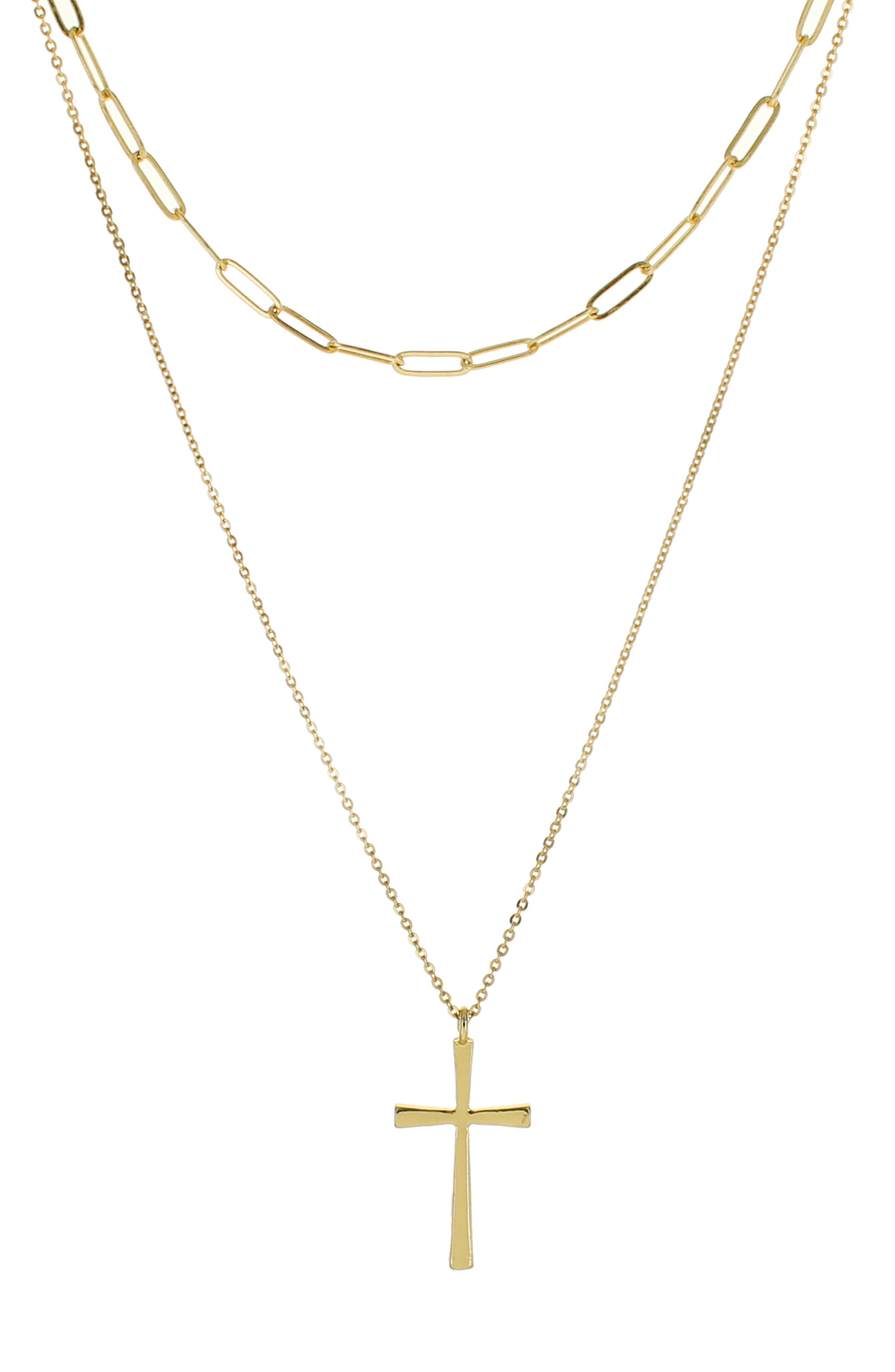 Set-Accented Youth Cross Necklace 